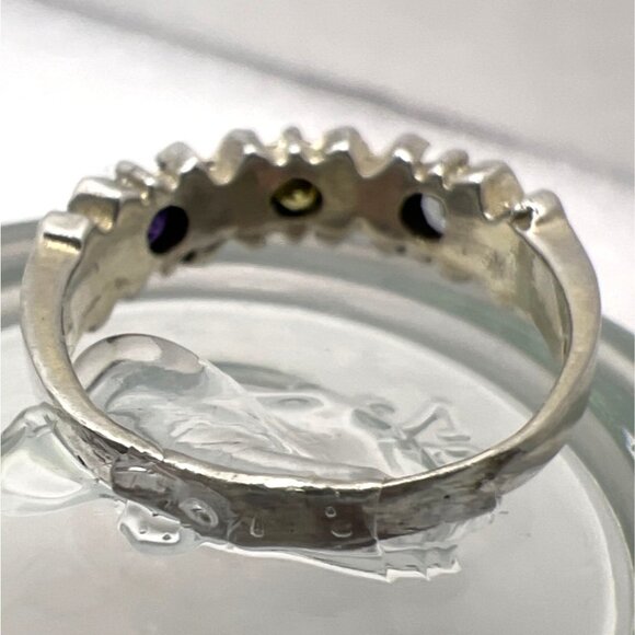 Sterling Silver Ring XOXO Amethyst Citrine Blue Topaz Marcasites Sz7.75 - Picture 4 of 8
